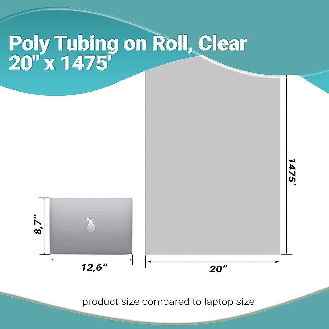 1 Pack of Poly Tubing on Roll; Clear 24" x 1475'. Thickness 2 Mil. Polyethylene Packaging for Light