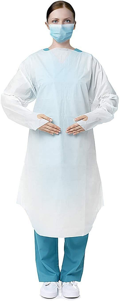 Disposable Isolation Gowns 45". Pack of 10 Yellow Disposable Gowns X-Large. Ppe Gown; CPE Medical G