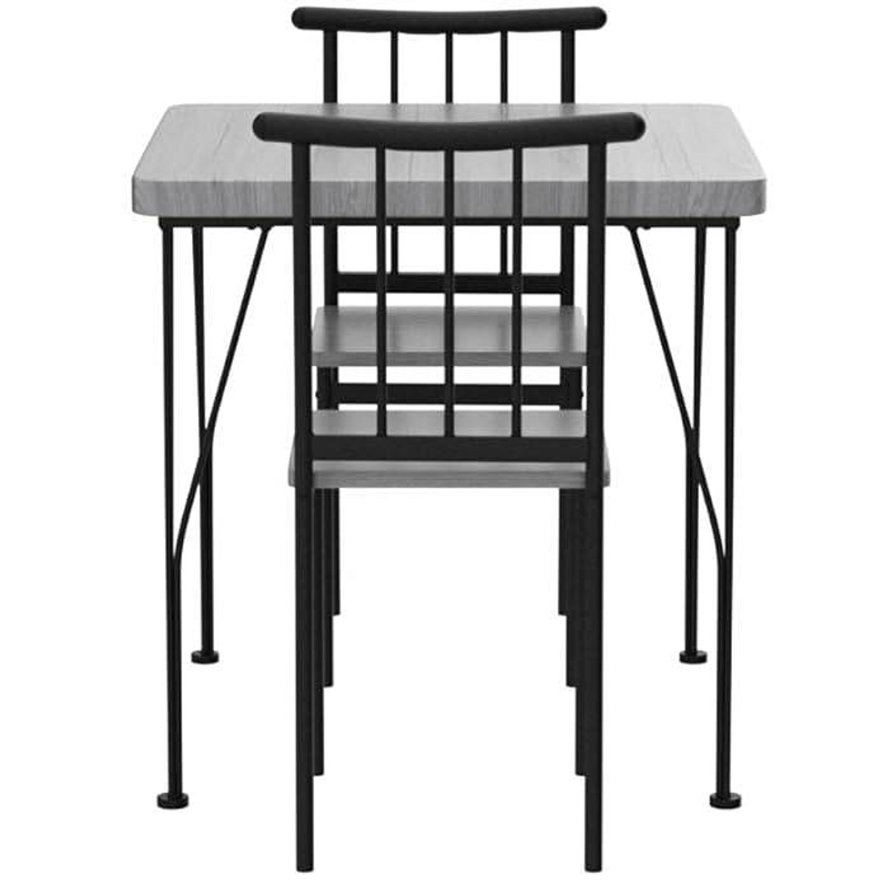 Modern 3-Piece Metal Frame Dining Set with Grey Wood Top Table and 2 Chairs