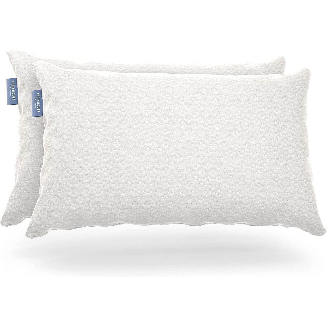 Set of 2 Queen Shredded Memory Foam Pillows with Luxury Bamboo Breathable Cover