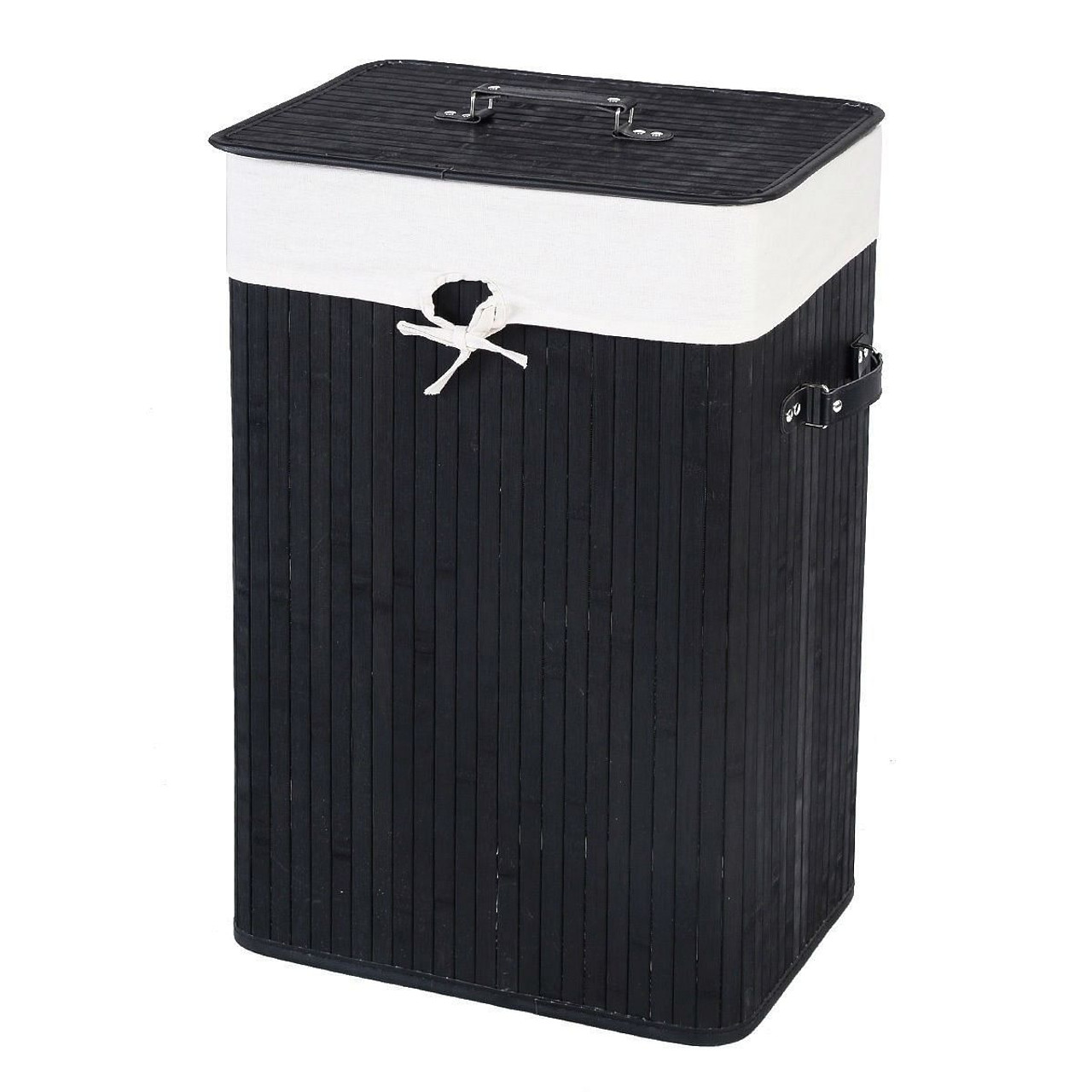 Black Bamboo Laundry Hamper with Removable Liner