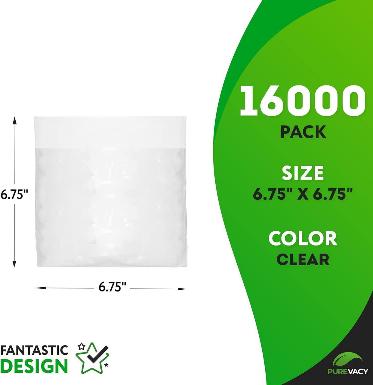 Fold Top Plastic Sandwich Bags 6.75" x 6.75", Pack of 16000 Clear Plastic Sandwich Baggies with Fli