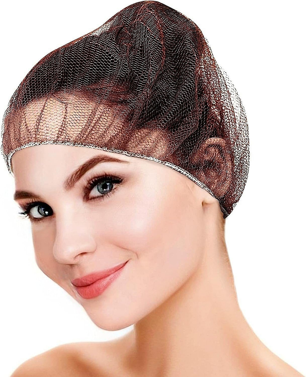 Disposable Hair Net 21 Inch. Pack of 1000 Brown Nylon Bouffant Hair Nets Food Service. Soft Durable