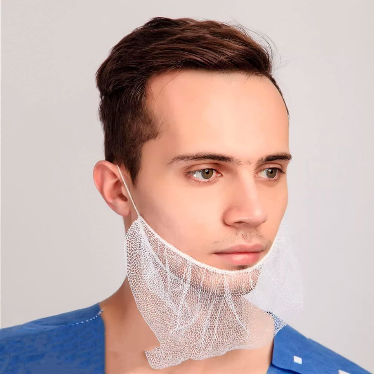 Disposable Beard Nets for Men 19 x 9, White Kitchen Beard Guard for Restaurant 100 Pack, Nylon Bear