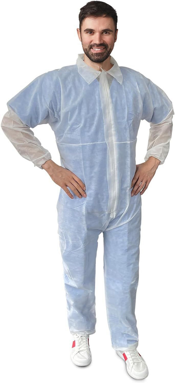 Disposable Full Body Suits. Pack of 5 White Coveralls Small 40 gsm Polypropylene Protective Suits w