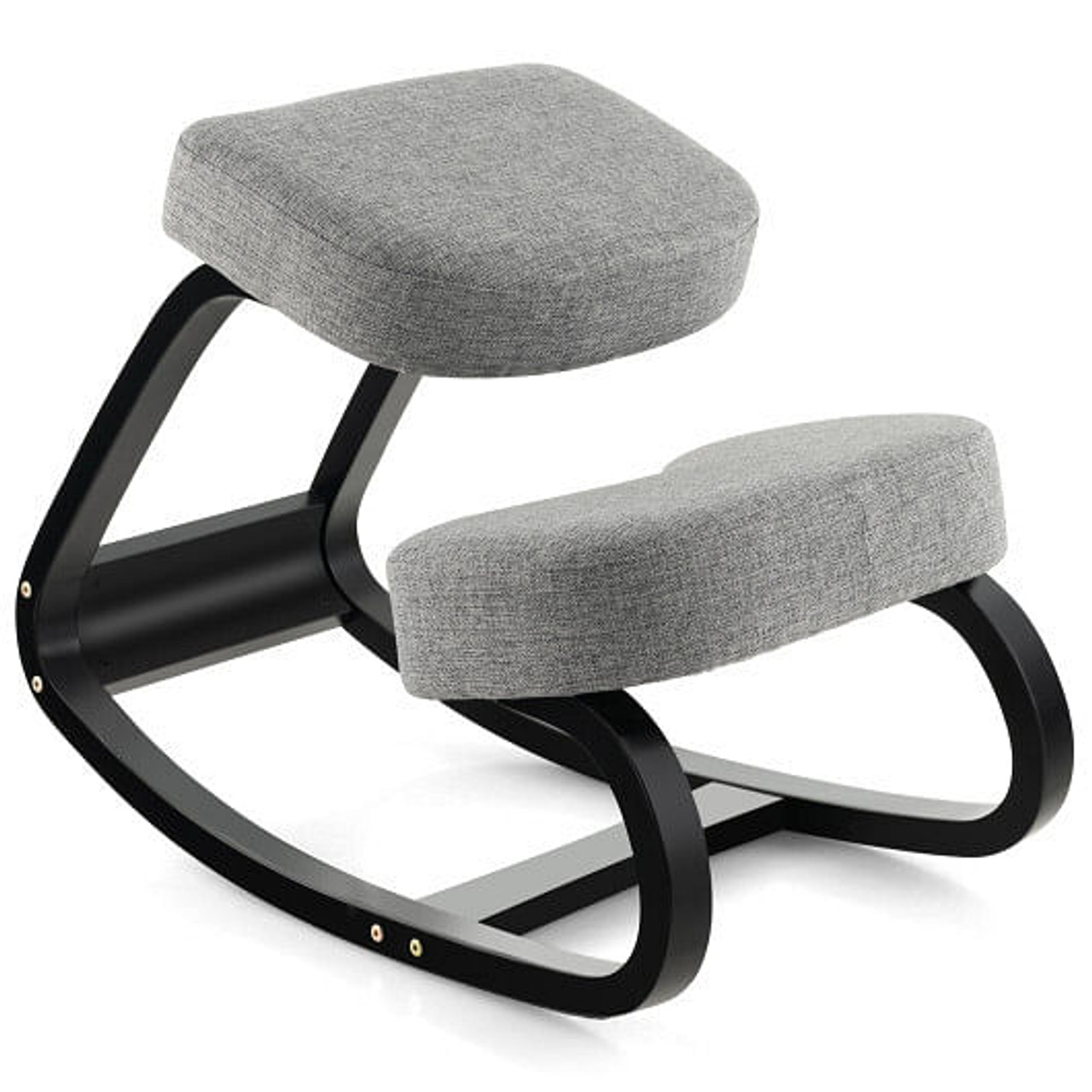Rocking Ergonomic Kneeling Chair with Padded Cushion for Home Office-Gray