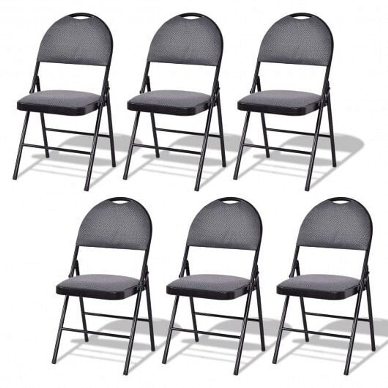 Set of 6 Folding Fabric Upholstered Metal Chairs