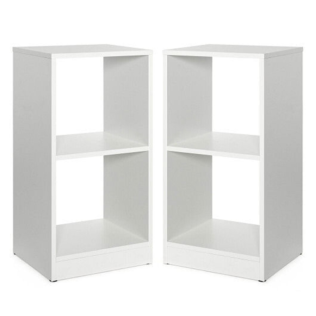 2 Pieces 2-tier Bookcase Set with Anti-toppling Device