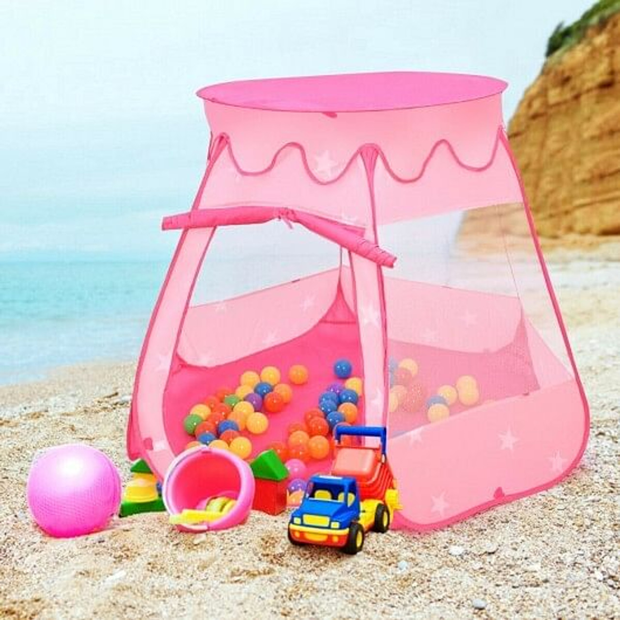 Pink Portable Kid Play House Play Tent with 100 Balls