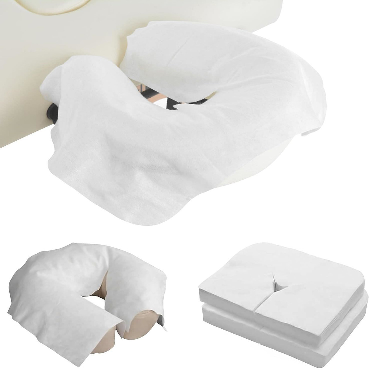 White Disposable Face Cradle Covers Pack of 1000, Disposable Massage Face Cradle Cover 12 x 16, Vis