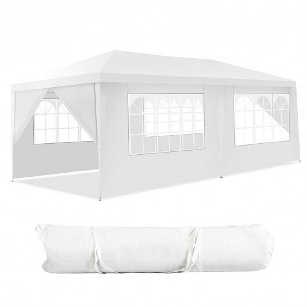 10 x 20 Feet 6 Sidewalls Canopy Tent with Carry Bag-White