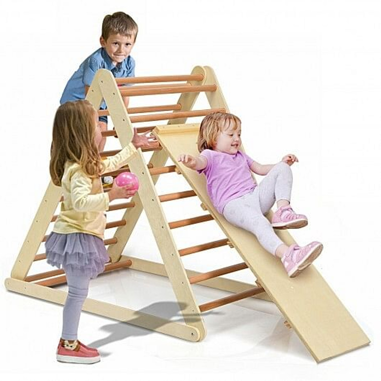 Foldable Wooden Climbing Triangle Indoor Home Climber Ladder