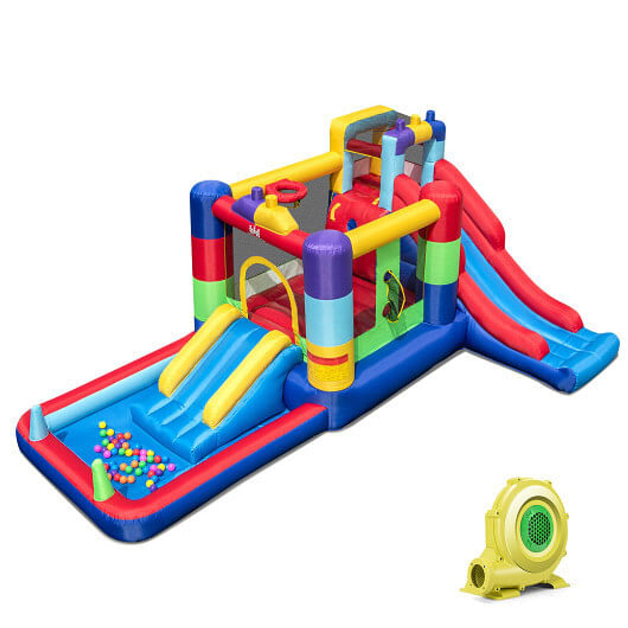 Inflatable Bounce House with 680W Blower and Ball Pit