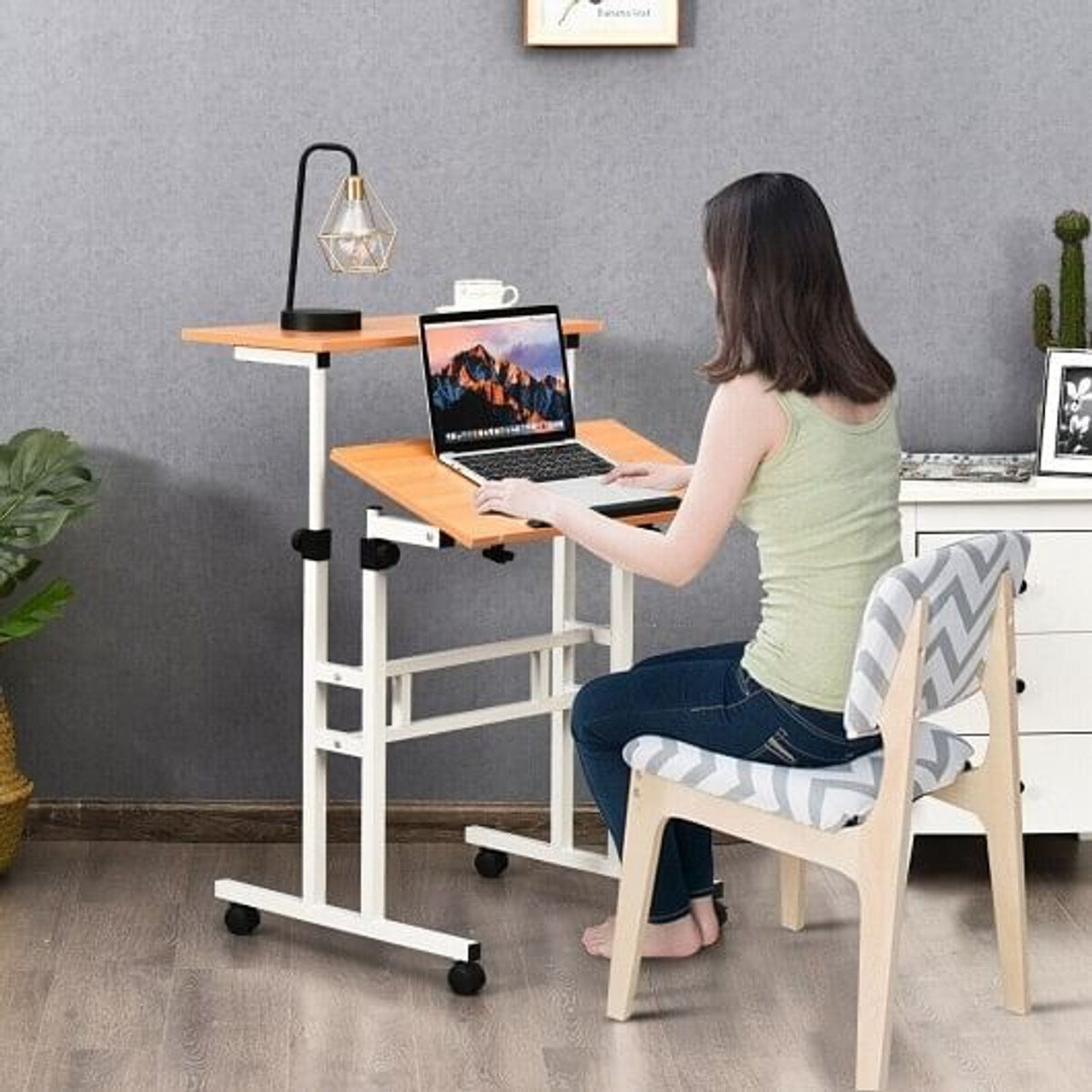 2 in 1 Height Adjustable Sit Standing Computer Desk