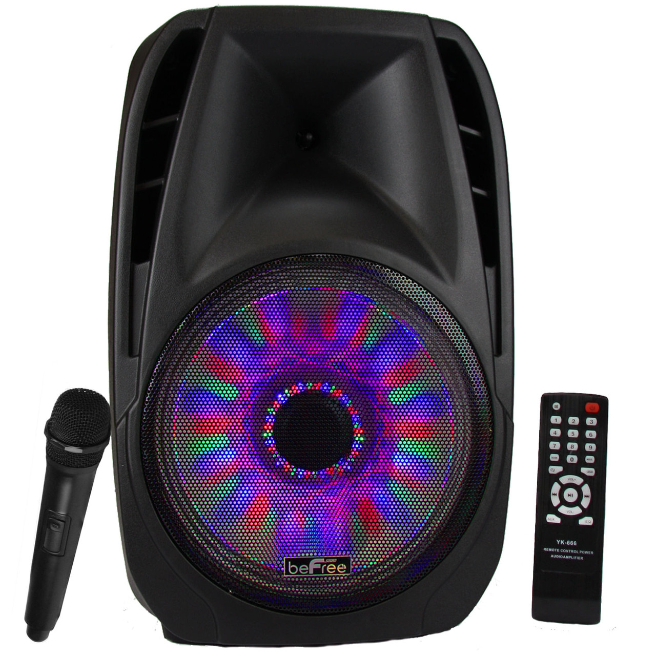 beFree Sound 15 Inch Bluetooth Tailgate Speaker with Sound/Volume Reactive Lights