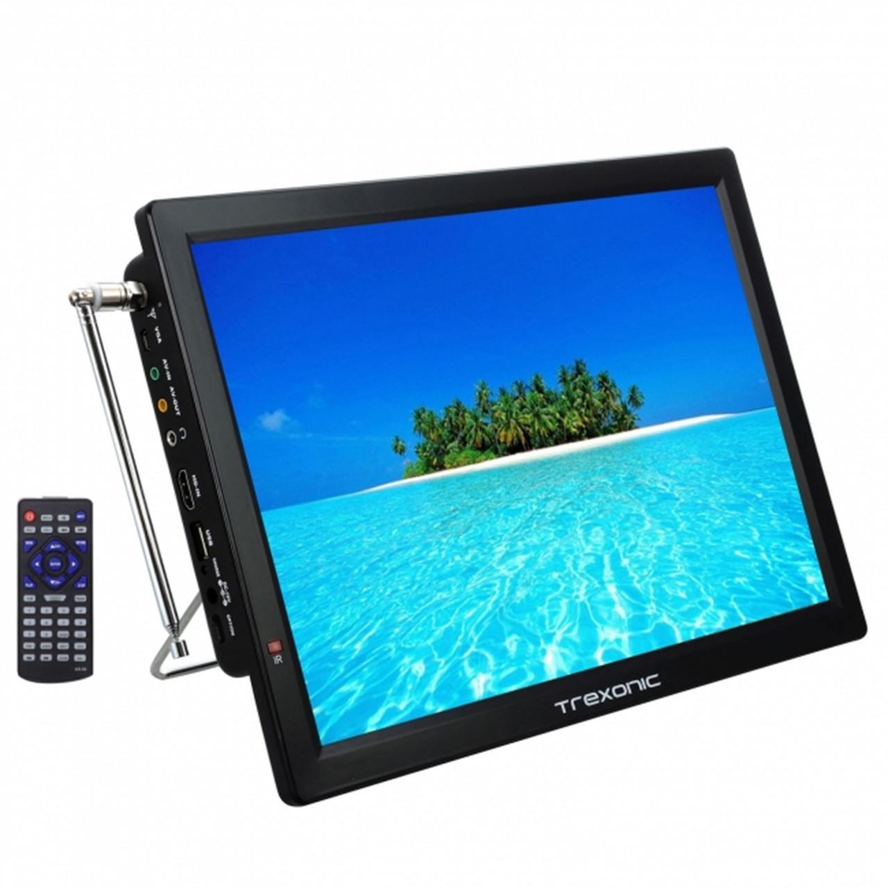 Reconditioned Trexonic Portable Rechargeable 14" LED TV With HDMI, SD/MMC, USB, VGA, AV In/Out And 