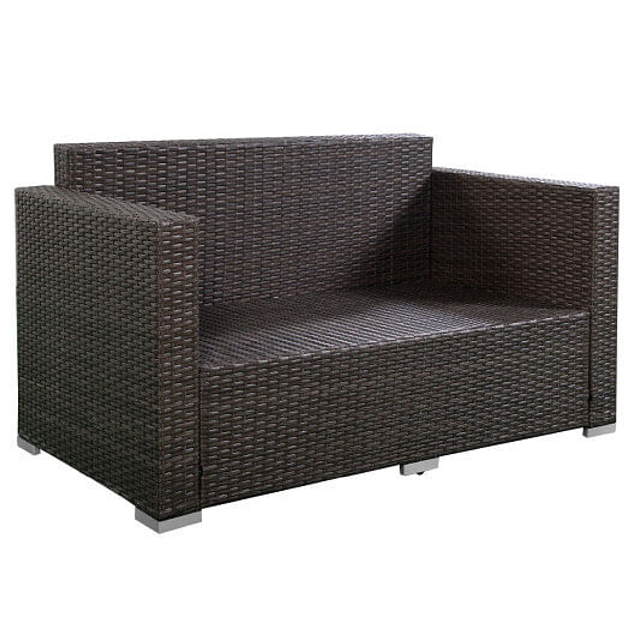 4 Pieces Brown Wicker Rattan Sofa Furniture Set Patio Garden Lawn Cushioned Seat