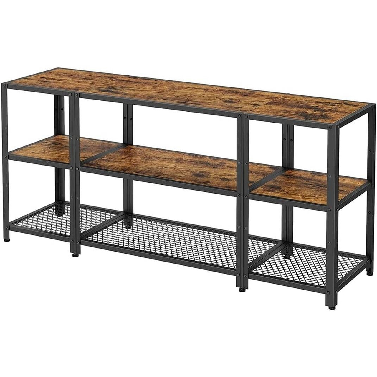 Modern Metal Wood Industrial TV stand Entertainment Center for TV up to 65-inch