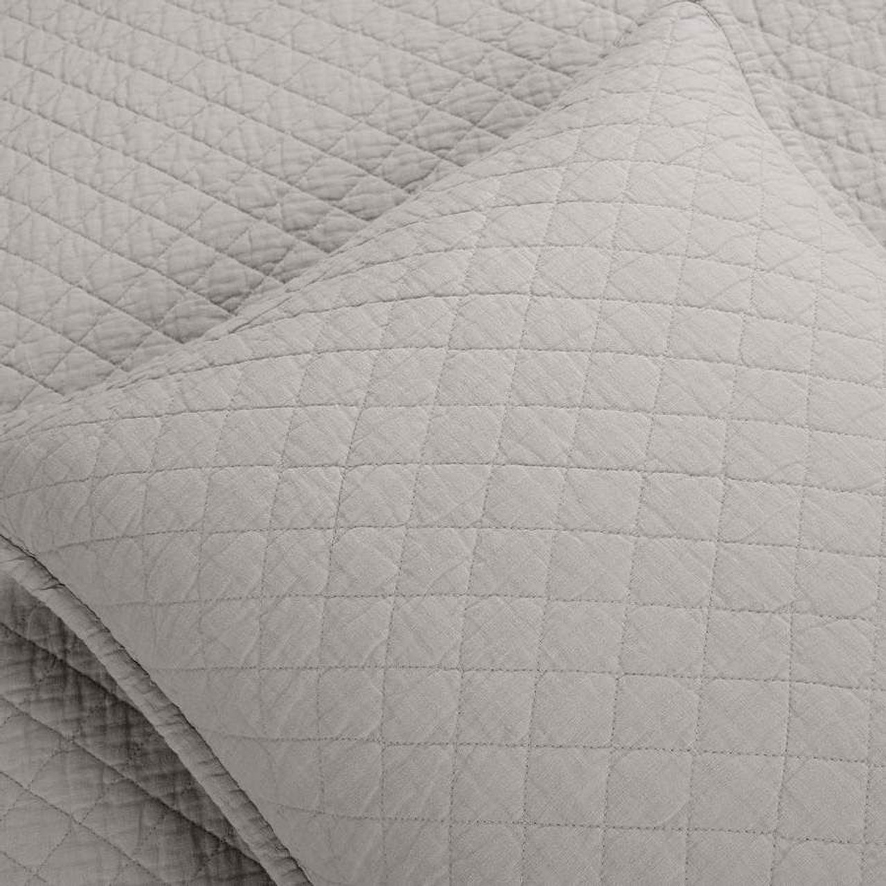 King/CAL King Lightweight Cotton Linen Grey Reversible 3-PC Quilt Set