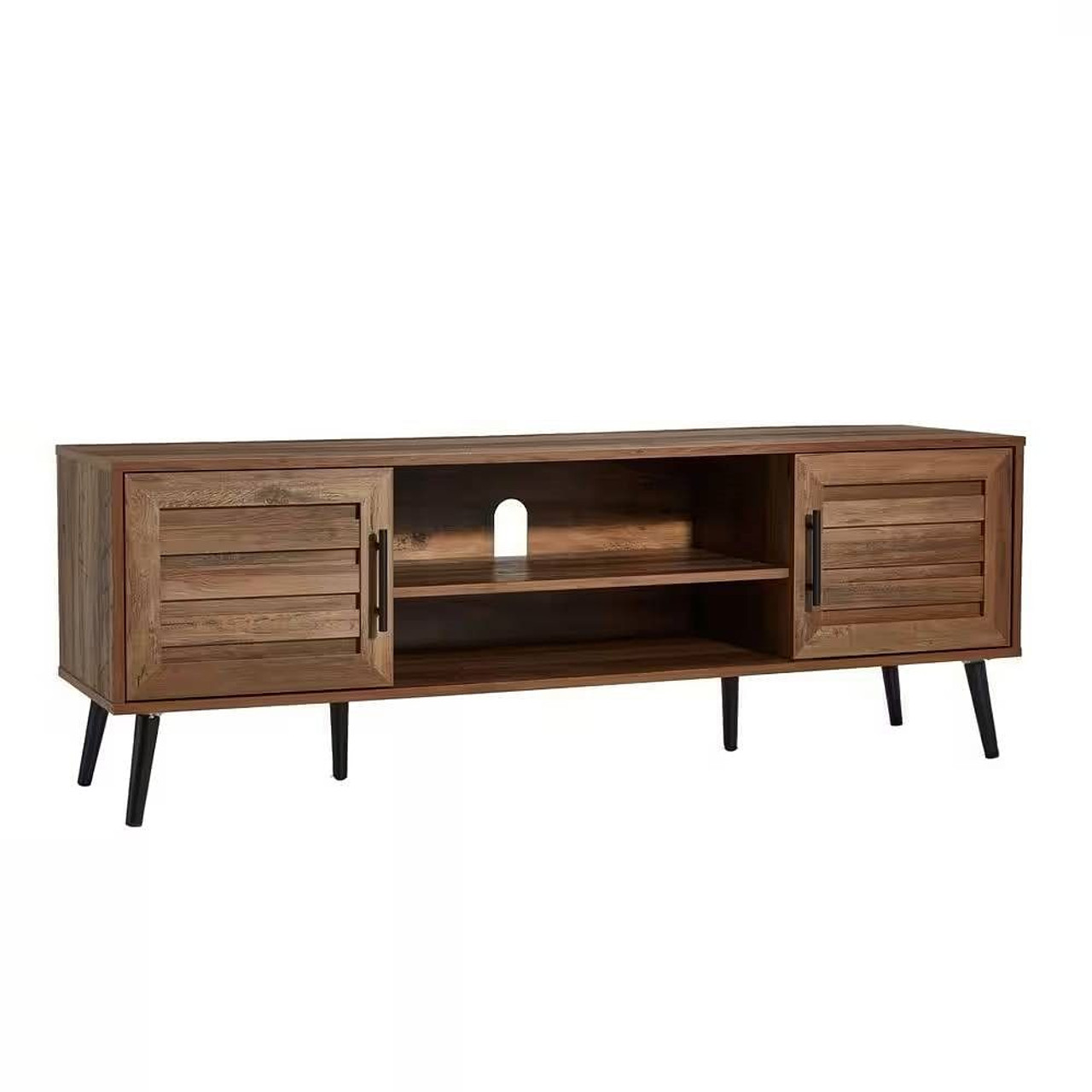 Modern Rustic Wood Finish TV Stand with Mid-Century Legs - for TV up to 65-inch