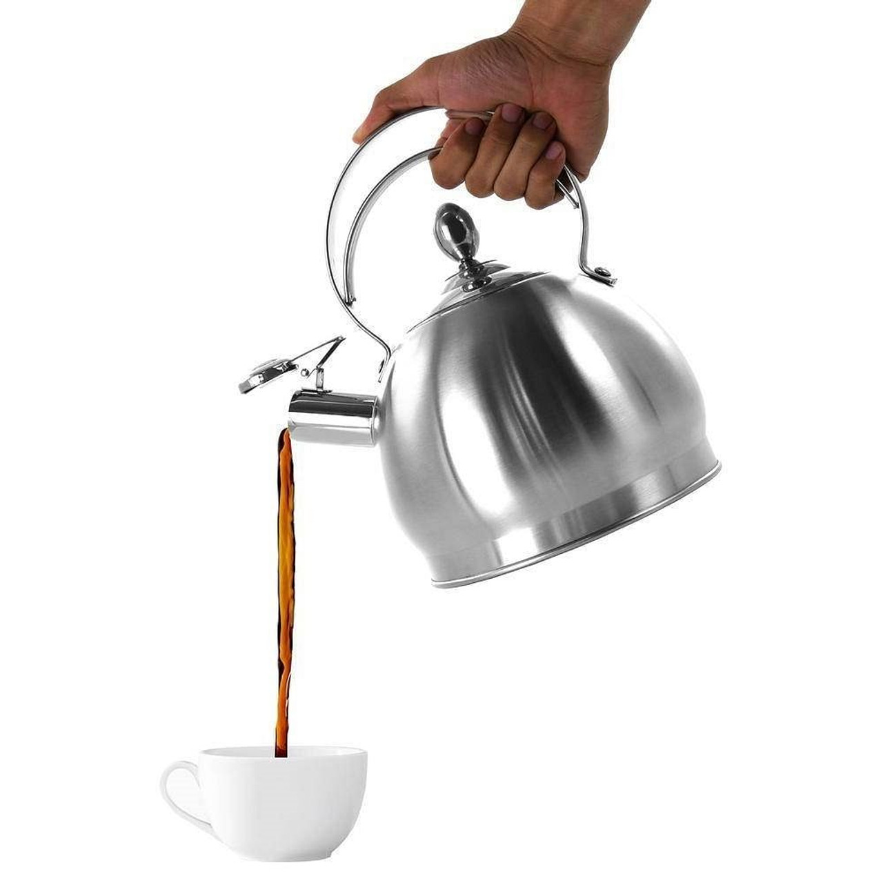 3 Quart Stainless Steel Whistling Teapot Kettle with Flip Spout and Lid