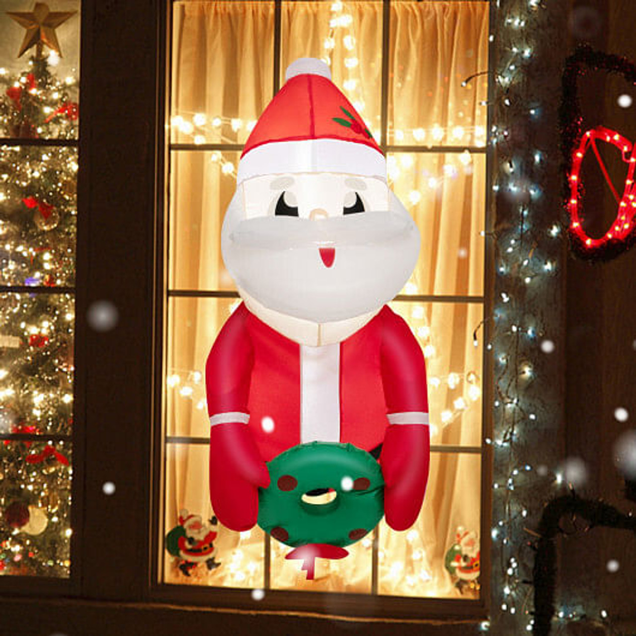 3.3 Feet Lighted Inflatable Santa Claus Broke Out from Window