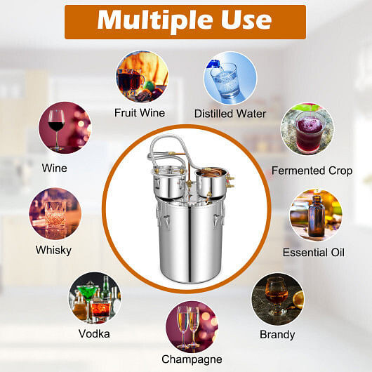 5/10 Gal 22/38 L Water Alcohol Distiller for DIY Whisky-5 Gal