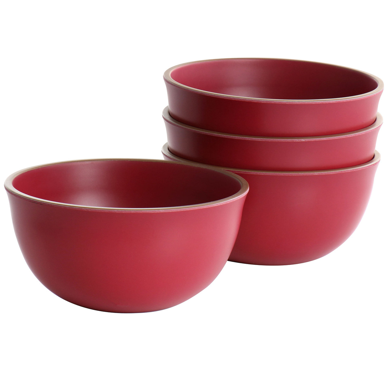 Gibson Home Rockabye 4 Piece Melamine Cereal Bowl Set in Dark Pink