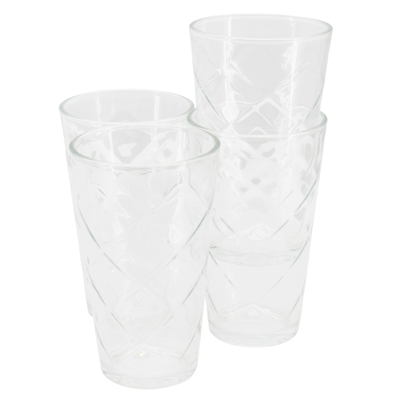 Gibson Home Lattice 4 Piece 16 Ounce Glass Tumbler Set