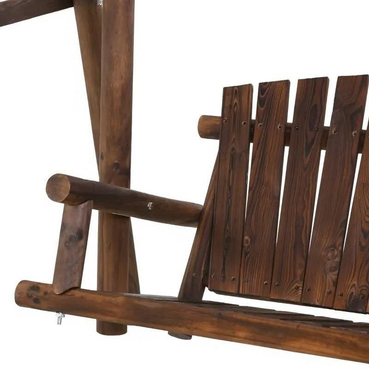 FarmHouse Log A-Frame 2-Seat Wooden Swing Bench