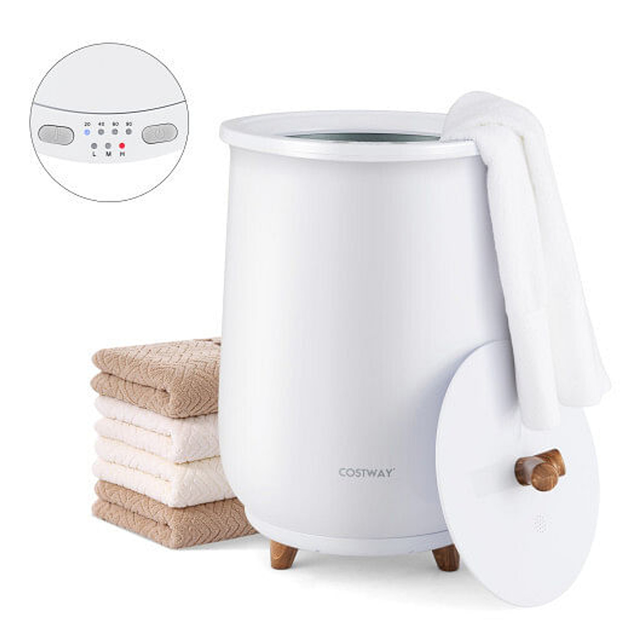 23L Large Luxury Bucket-Style Towel Warmer with Fragrant Disc Holder-Coffee