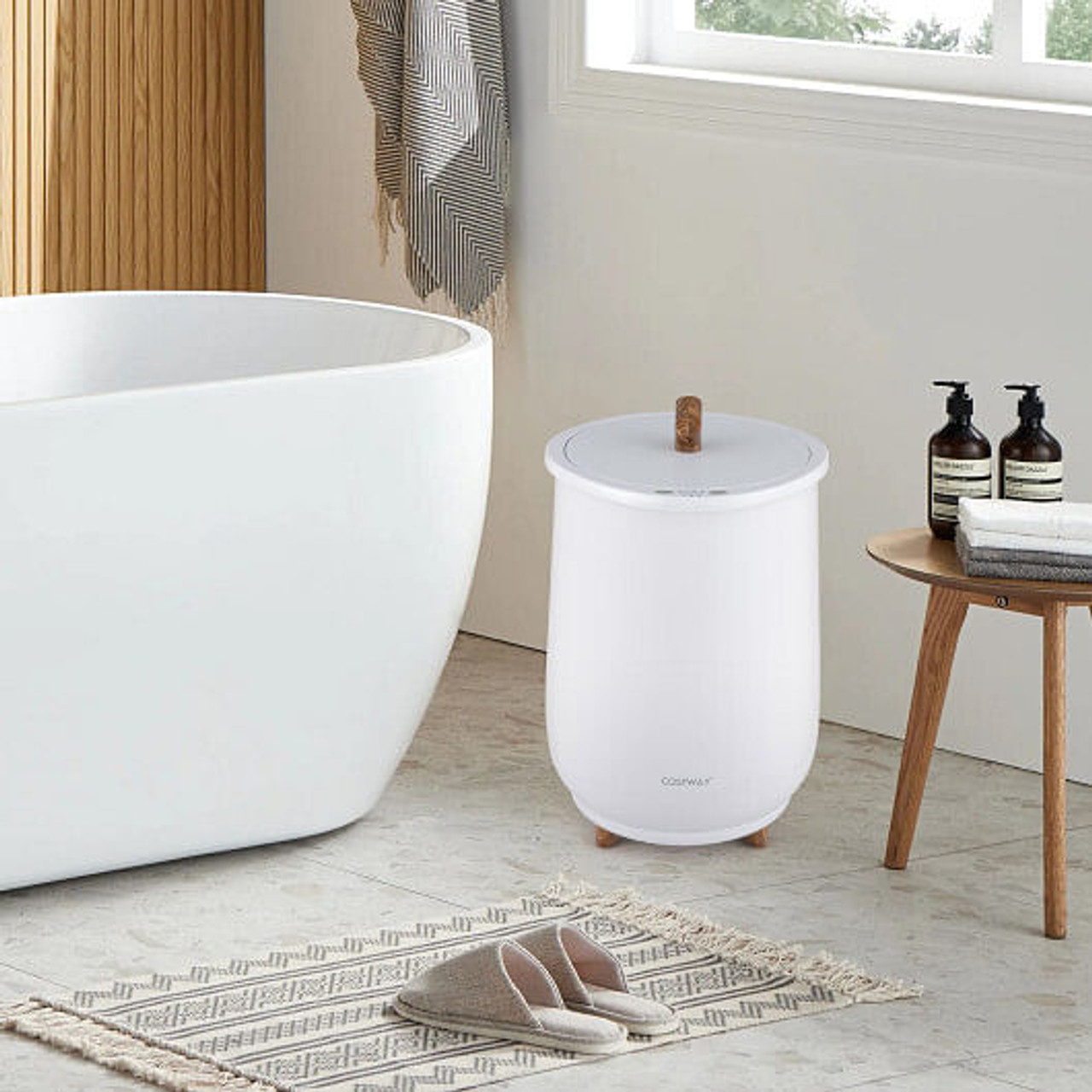 23L Large Luxury Bucket-Style Towel Warmer with Fragrant Disc Holder-Coffee