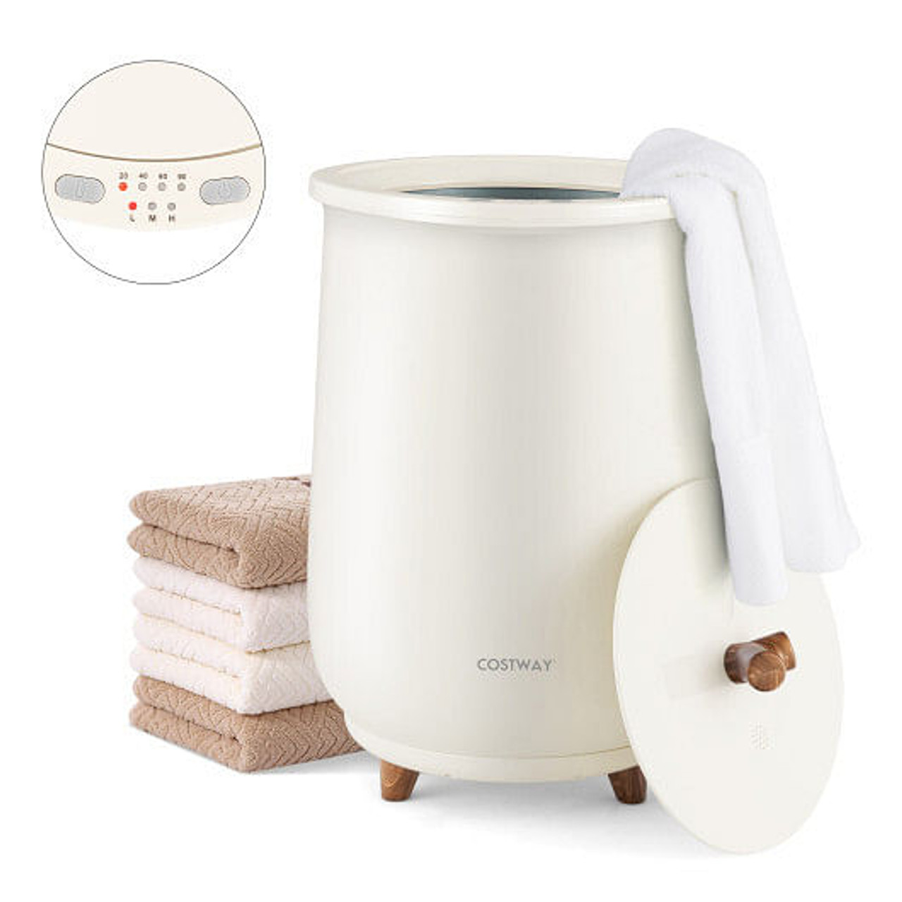 23L Large Luxury Bucket-Style Towel Warmer with Fragrant Disc Holder-Coffee
