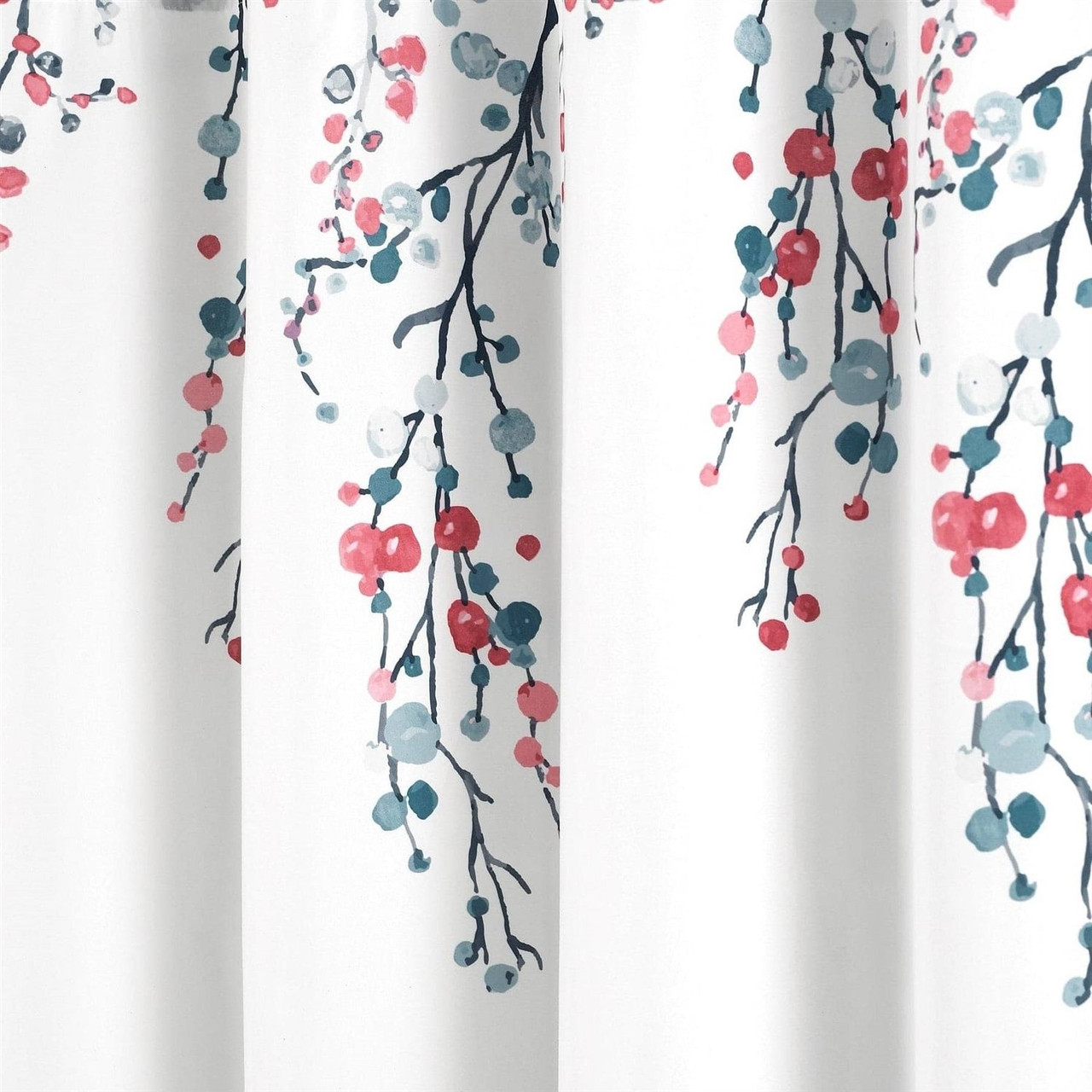 72-inch White Blue Coral Watercolor Floral Shower Curtain