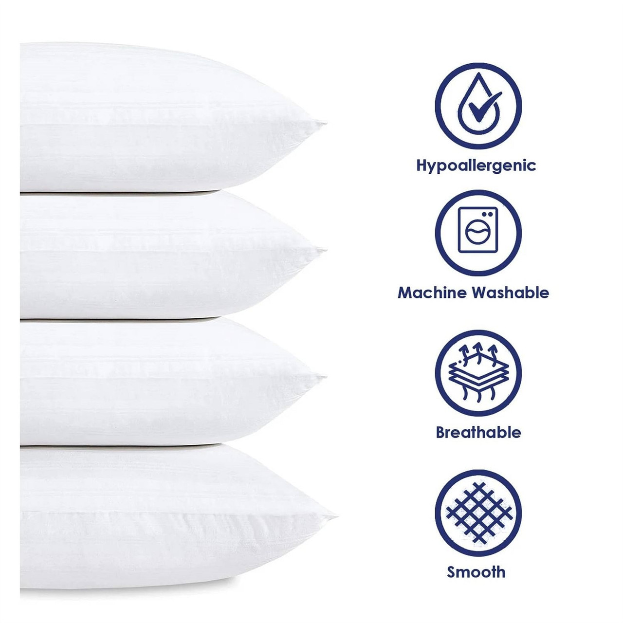 Set of 4 - Standard size Down Alternative Pillows - Machine Washable
