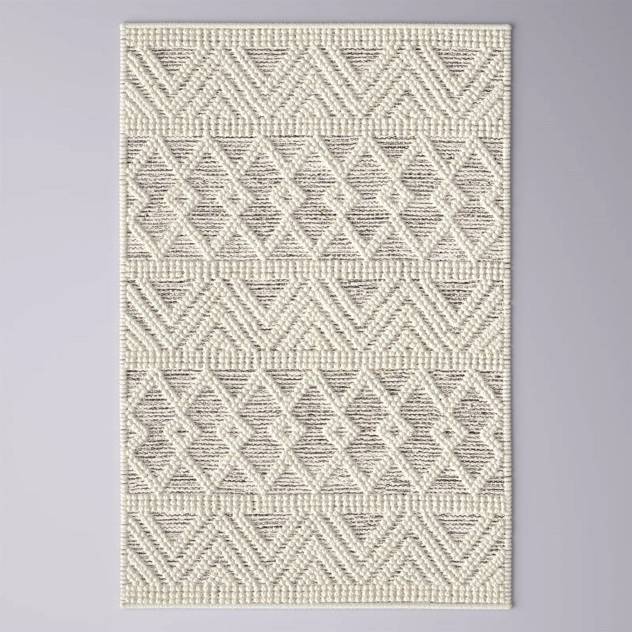 2-ft. x 3-ft. Hand Woven Wool Blend Grey Beige Ivory Persian Style Area Rug