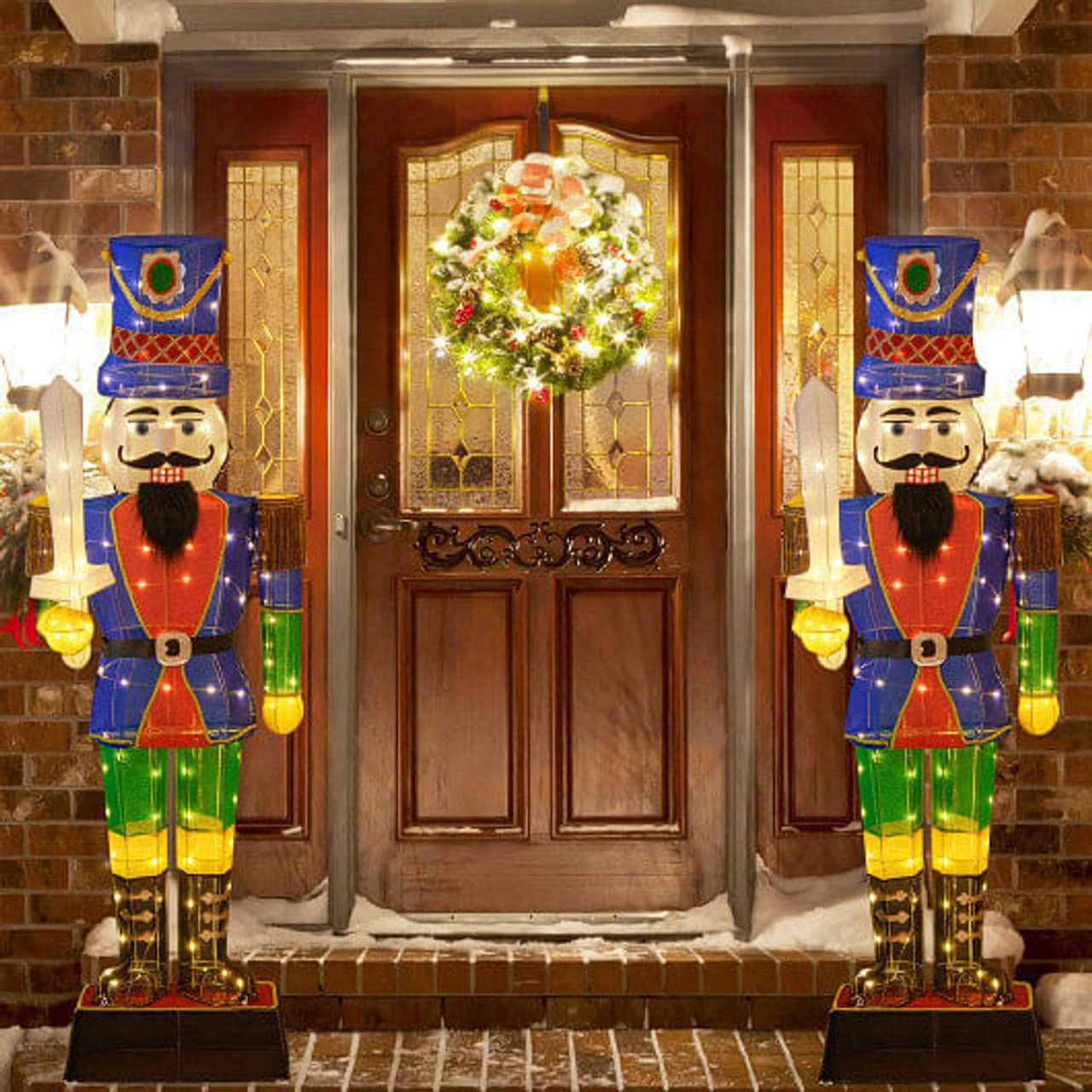 6 Feet Pre-Lit Nutcracker with Sword and 110 LED Lights 6 Feet Pre-Lit Nutcracker with Sword and 110 LED Lights
