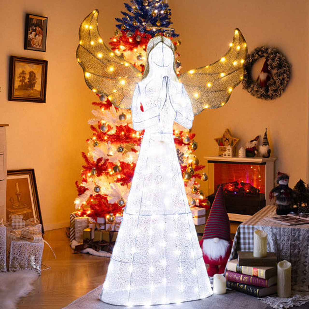 5 ft Festive Pre-Lit Angel with Halo and 150 LED Lights