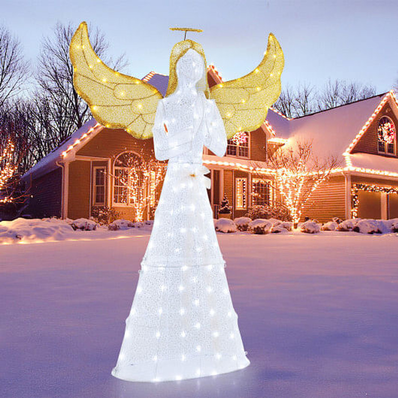 5 ft Festive Pre-Lit Angel with Halo and 150 LED Lights