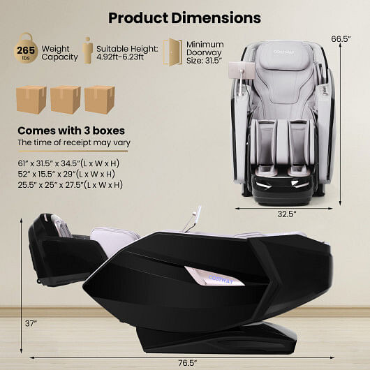 Kenzo 41-7D Dual Roller System Flexible Track Zero Gravity Full Body Massage Chair with Heart Rate 