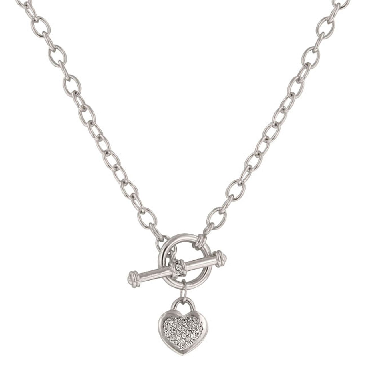 Toggle Pave Heart Necklace