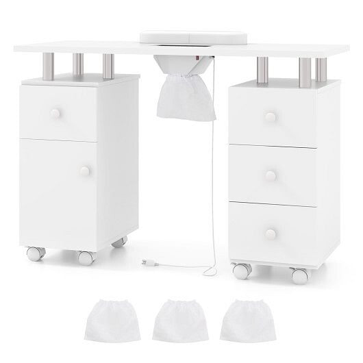 Manicure Table Nail Desk with Electric Dust Collector and 3 Dust Bags-Black