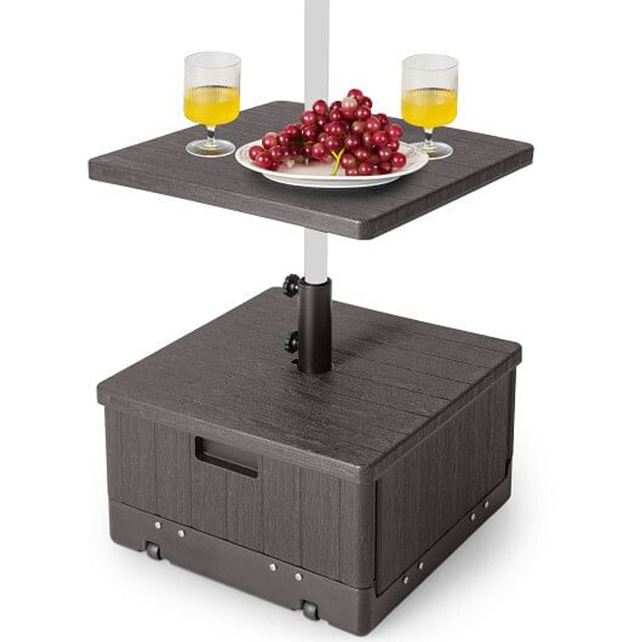 175 LBS Outdoor Fillable Umbrella Base with Table Tray-Black