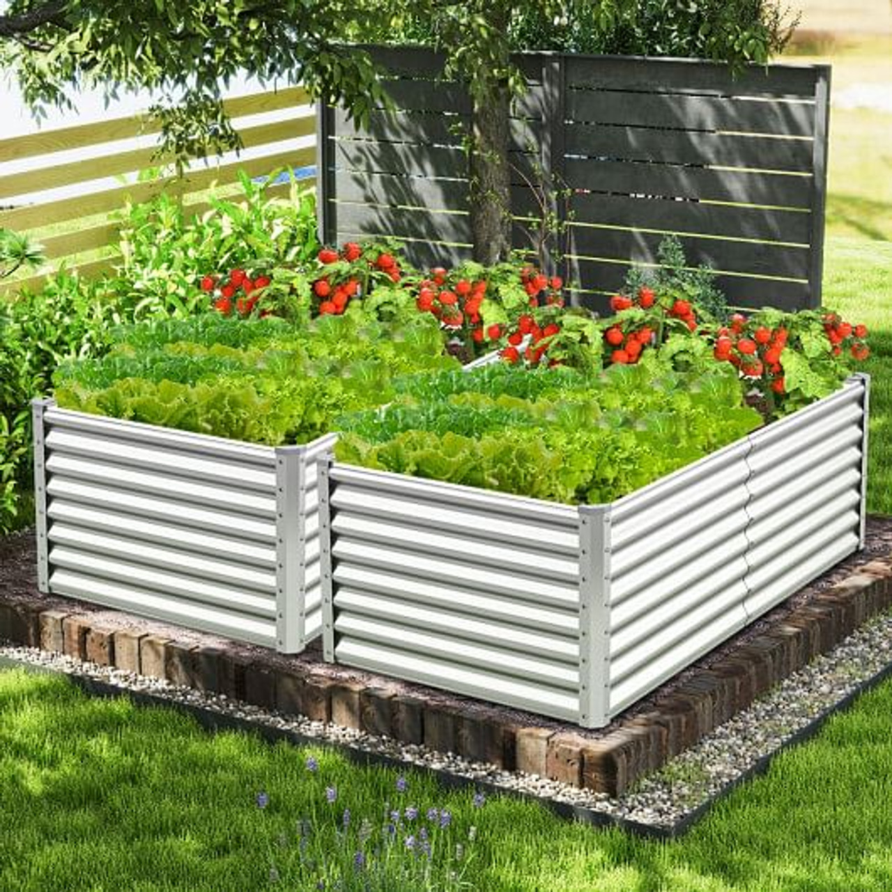 6 x 3 x 2 Feet Metal Rectangular Raised Garden Bed with Open Bottom Design-Silver 6 x 3 x 2 Feet Metal Rectangular Raised Garden Bed with Open Bottom Design-Silver