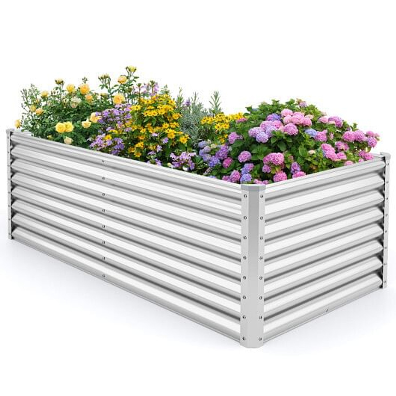 6 x 3 x 2 Feet Metal Rectangular Raised Garden Bed with Open Bottom Design-Silver 6 x 3 x 2 Feet Metal Rectangular Raised Garden Bed with Open Bottom Design-Silver