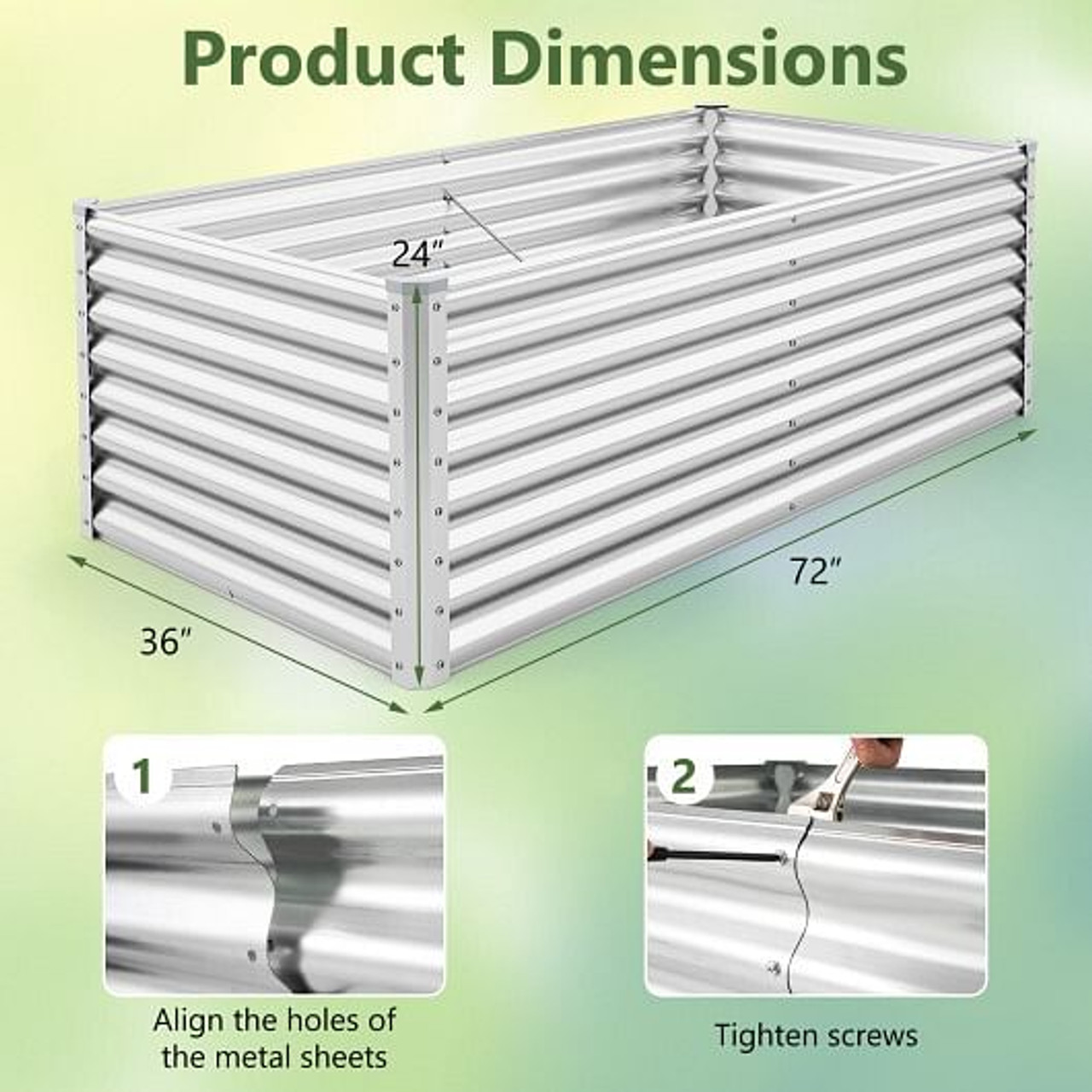 6 x 3 x 2 Feet Metal Rectangular Raised Garden Bed with Open Bottom Design-Silver 6 x 3 x 2 Feet Metal Rectangular Raised Garden Bed with Open Bottom Design-Silver