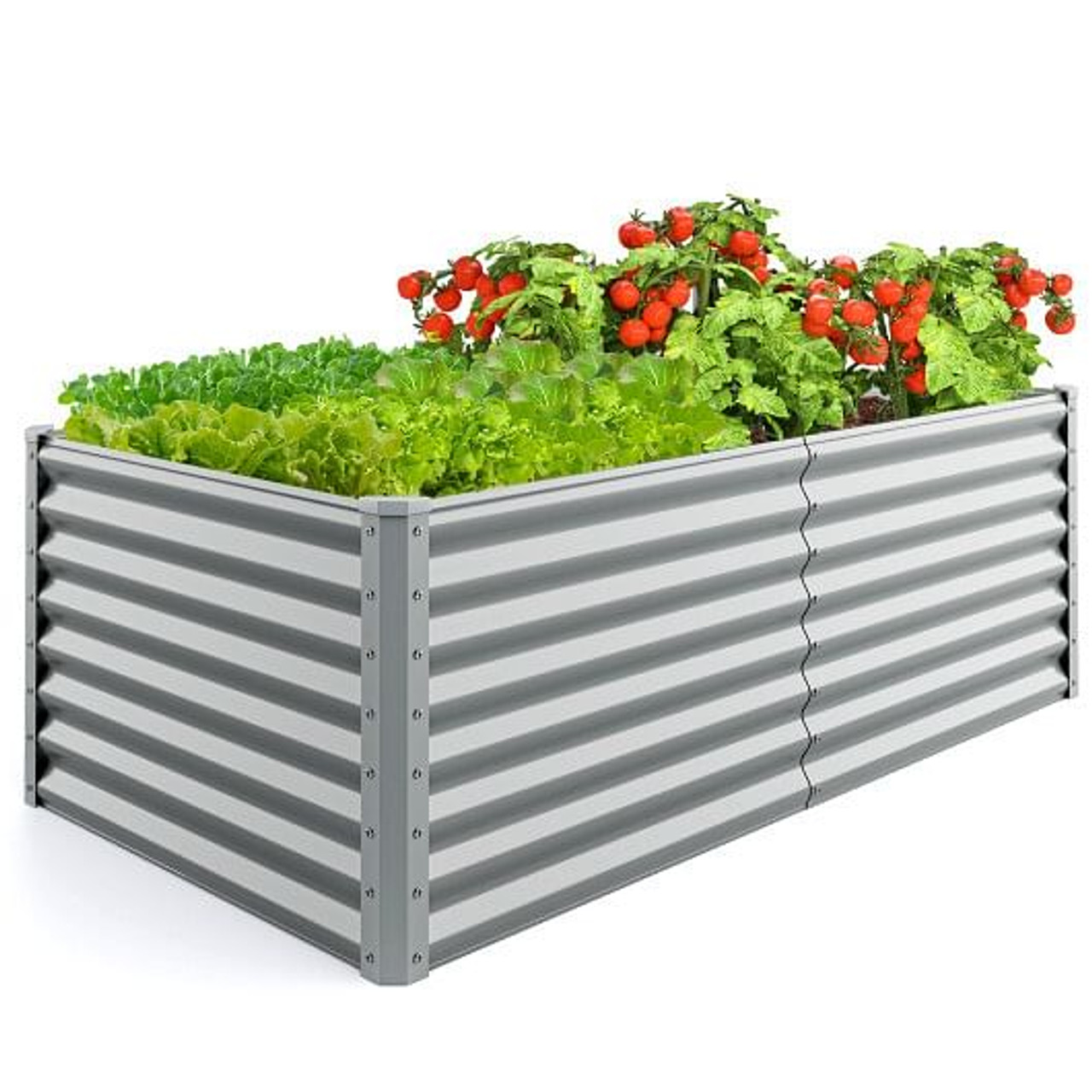 6 x 3 x 2 Feet Metal Rectangular Raised Garden Bed with Open Bottom Design-Silver 6 x 3 x 2 Feet Metal Rectangular Raised Garden Bed with Open Bottom Design-Silver