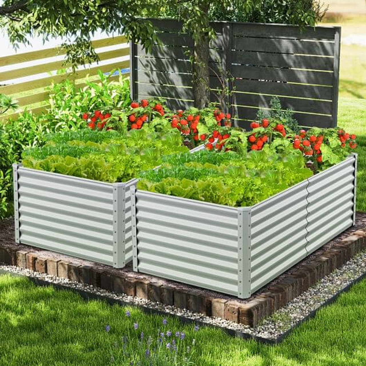 6 x 3 x 2 Feet Metal Rectangular Raised Garden Bed with Open Bottom Design-Silver 6 x 3 x 2 Feet Metal Rectangular Raised Garden Bed with Open Bottom Design-Silver
