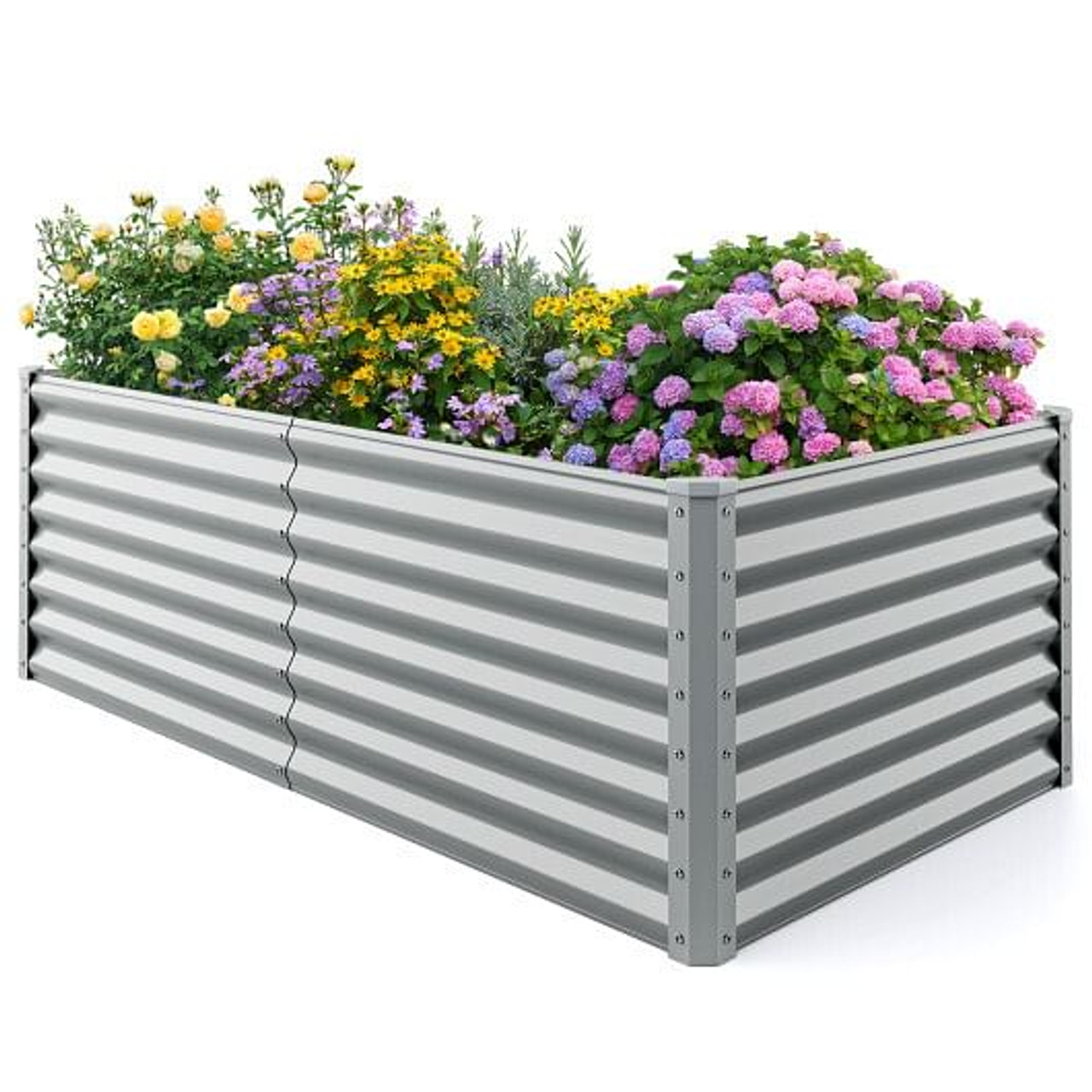 6 x 3 x 2 Feet Metal Rectangular Raised Garden Bed with Open Bottom Design-Silver 6 x 3 x 2 Feet Metal Rectangular Raised Garden Bed with Open Bottom Design-Silver