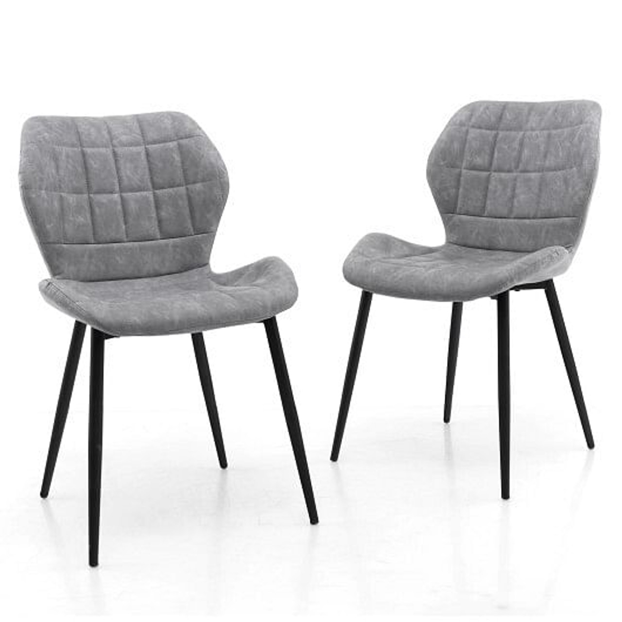 Dining Chairs Set of 2 with Padded Back  Metal Legs and Adjustable Foot Pads-Brown